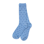 Lichtblauwe bamboe sokken met een donkerblauw golfpatroon 